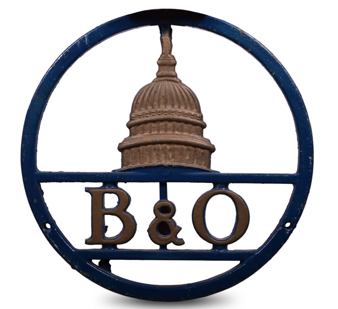 8460 - Cast Iron Baltimore and Ohio Railroad Locomotive Smoke Box Plate thumbnail