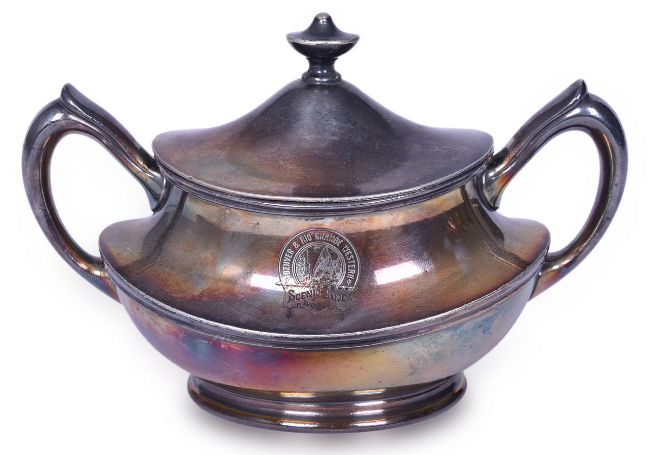 8461 - Denver & Rio Grande Western Railroad Silver Curecanti Sugar Bowl with Lid 12 Oz thumbnail