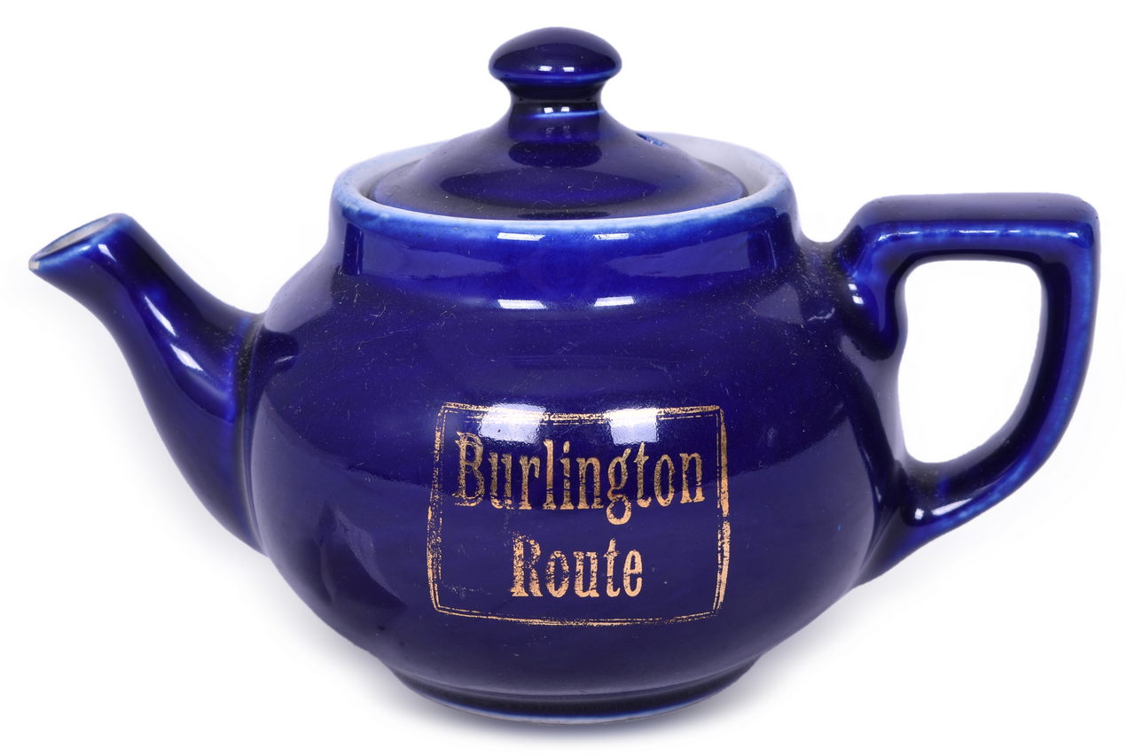 8473 - Burlington Route Railroad China Teapot - CB&Q Cobalt Pattern thumbnail