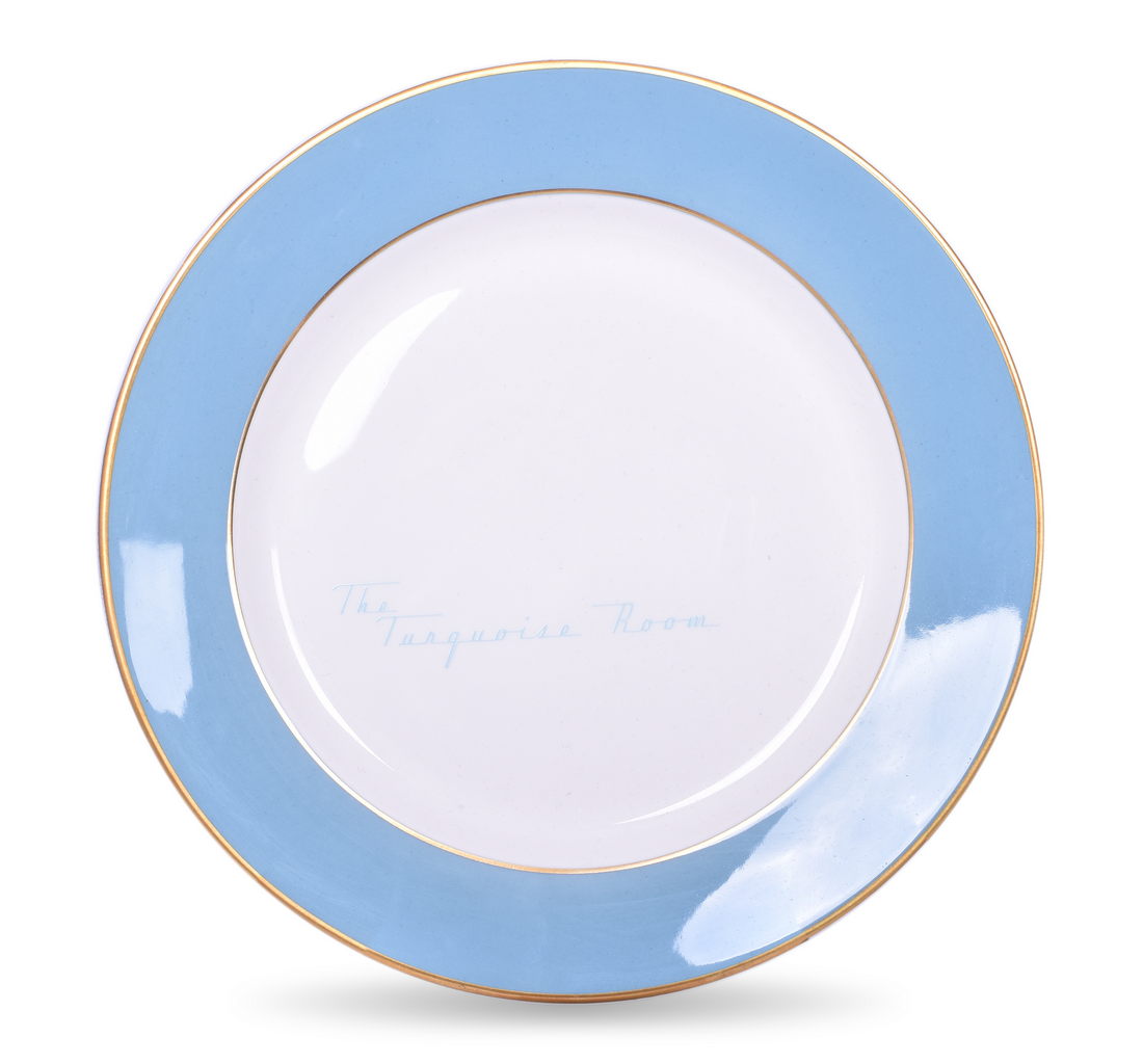 8475 - Santa Fe Railroad Turquoise Room Service Plate 10 1/4