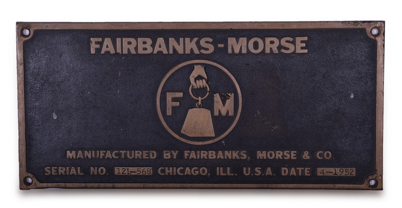8498 - Fairbanks Morse Diesel Locomotive Builders Plate - Milwaukee Road H12-44 #2307 thumbnail