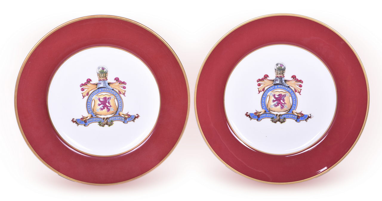 8505 - Pair of Great Scottish & Western Railway China Royal Scotsman Service Plates thumbnail