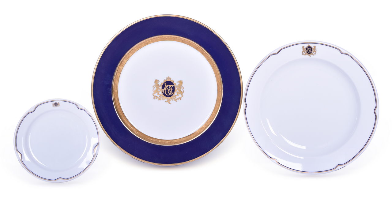 8527 - Set of Three American Orient Express China Plates - Signed Service Plate, Dinner Plate, and Bread Plate thumbnail