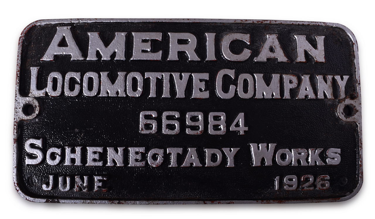 8534 - American Locomotive Works Builders Plate - Fonda, Johnstown and Gloversville Railroad Locomotive #14 thumbnail