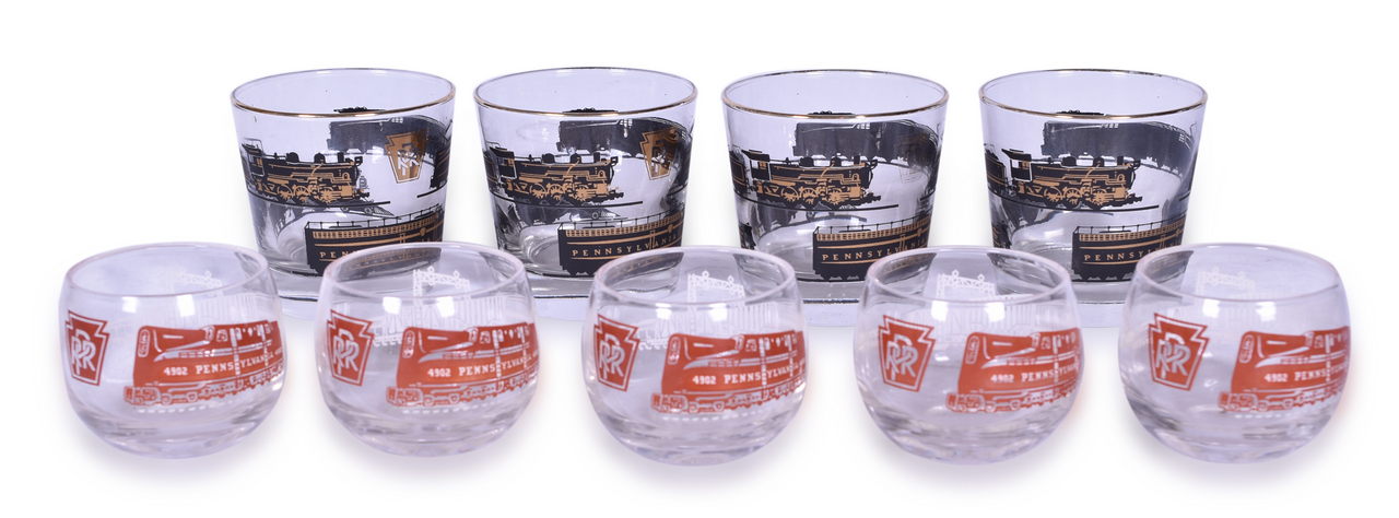 8539 - Nine Pennsylvania Railroad Glasses - Roly Poly and Low Ball thumbnail
