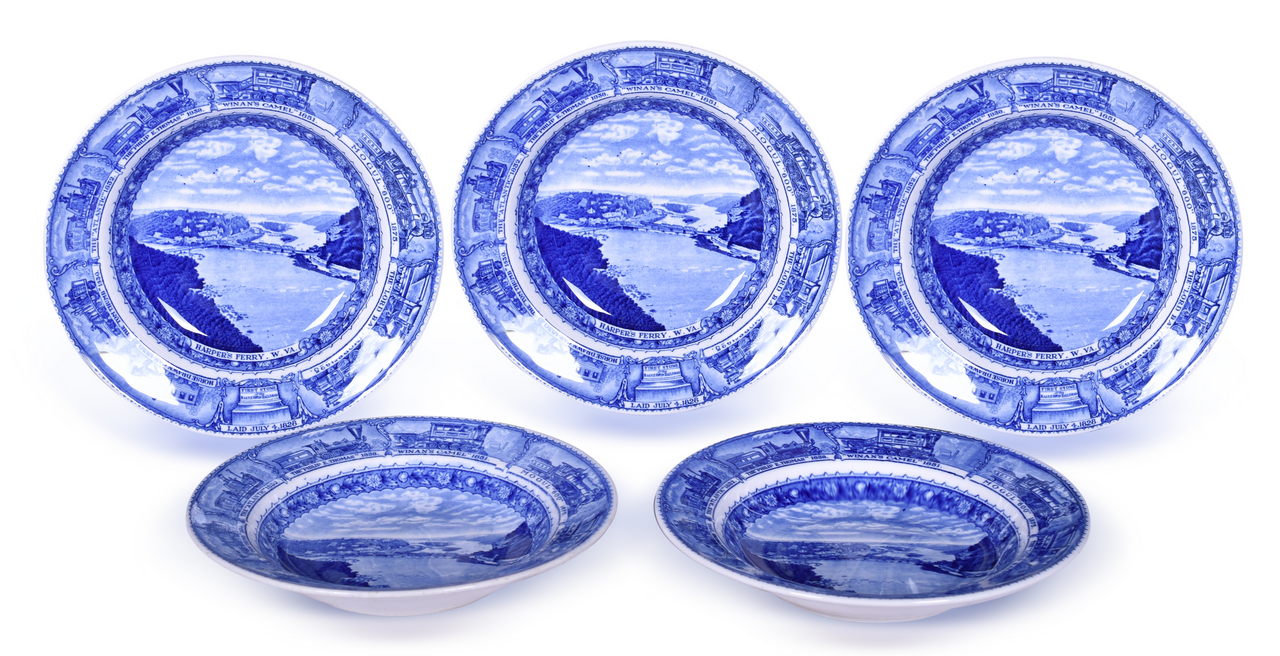 8543 - Five Baltimore and Ohio Railroad China Centenary Rimmed Soup Bowls 9 1/4