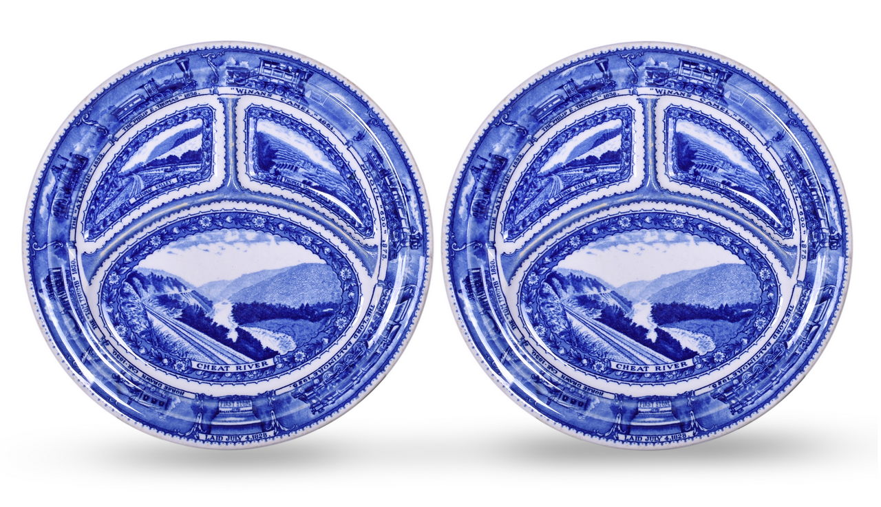 8557 - Scammell's Lamberton China Baltimore & Ohio Railroad Centenary Grill Plates thumbnail