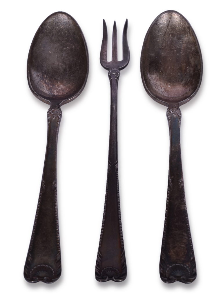8571 - Three Pieces of Reed & Barton Delaware Lackawanna & Western Railroad Silver Flatware Clarendon Spoons and Cocktail Fork thumbnail