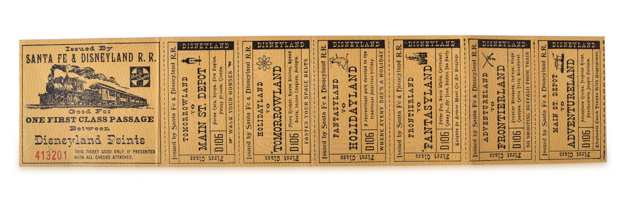 8588 - Disneyland & Santa Fe Railroad 1950s First Class Train Tickets Complete thumbnail