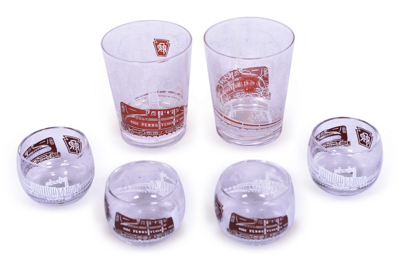 8593 - Six Pennsylvania Railroad Glasses - Roly Poly and Low Ball thumbnail