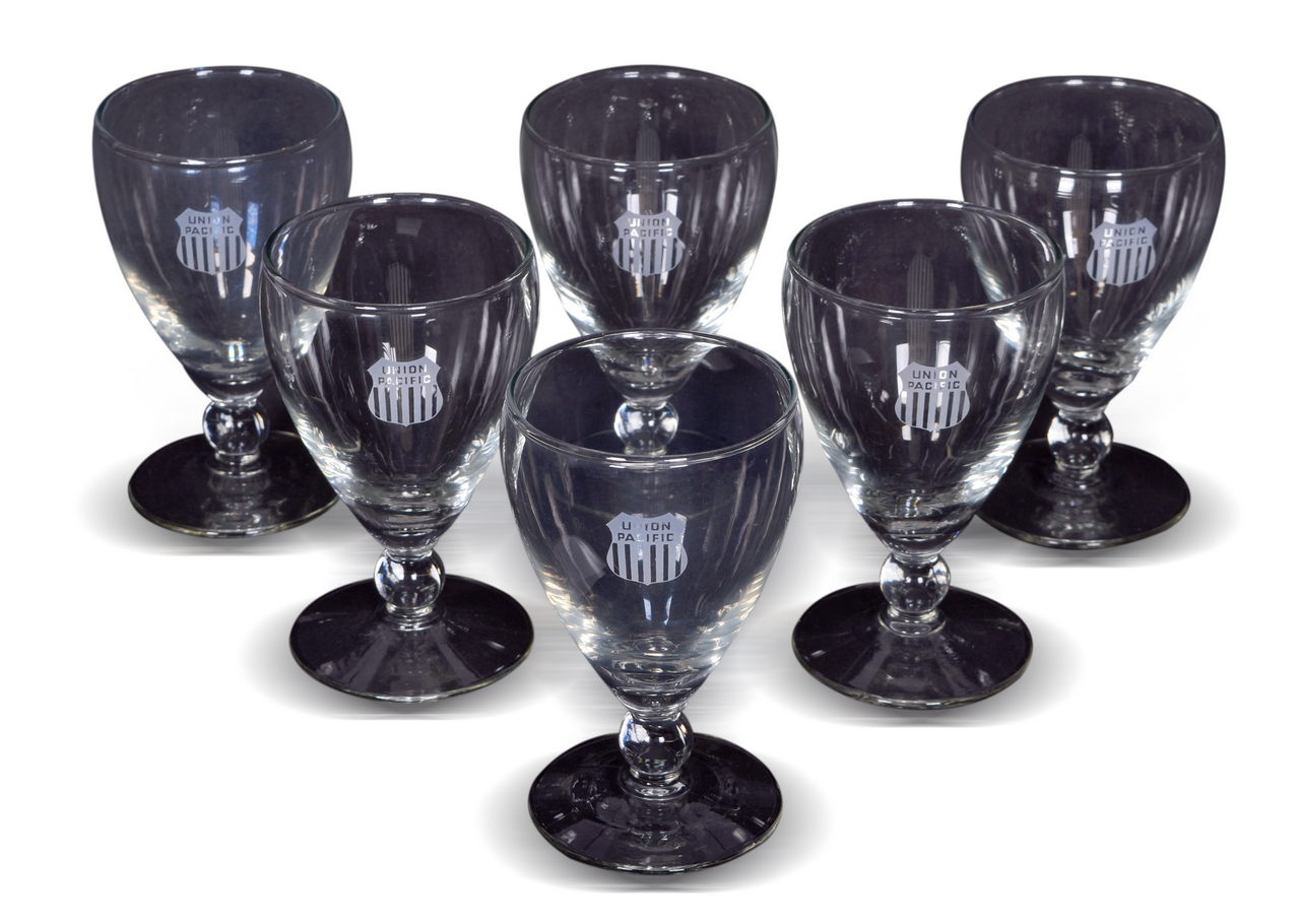 8604 - Set of Six Union Pacific Railroad Ball Stem Water Glasses thumbnail
