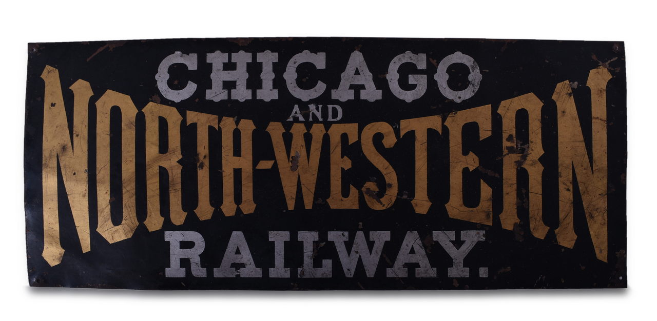 8606 - Chicago & North Western Railway Painted Steel Sign thumbnail