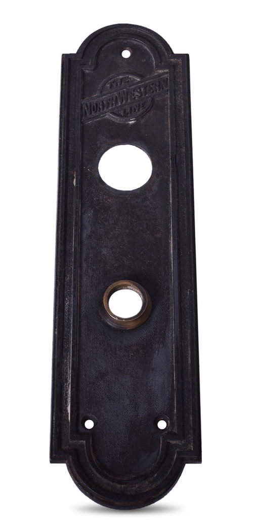 8610 - Chicago & North Western Railroad Brass Pullman Door Handle Back Plate thumbnail