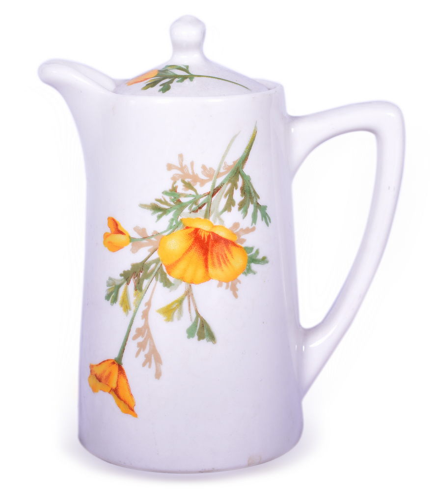 8611 - Atchison, Topeka, & Santa Fe Railroad China California Poppy Chocolate Pot thumbnail