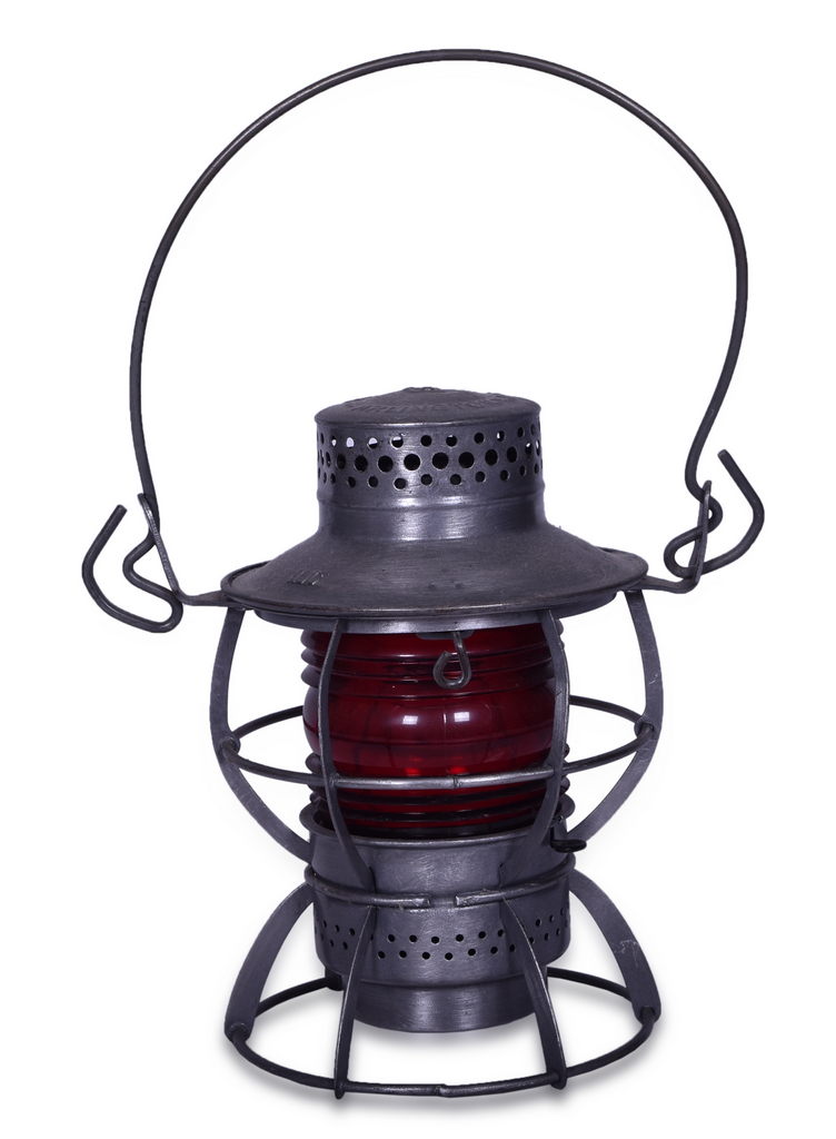 8632 - Dresell New Jersey Commuter Railroad Lantern w/ Kopp Red Fresnel Globe thumbnail