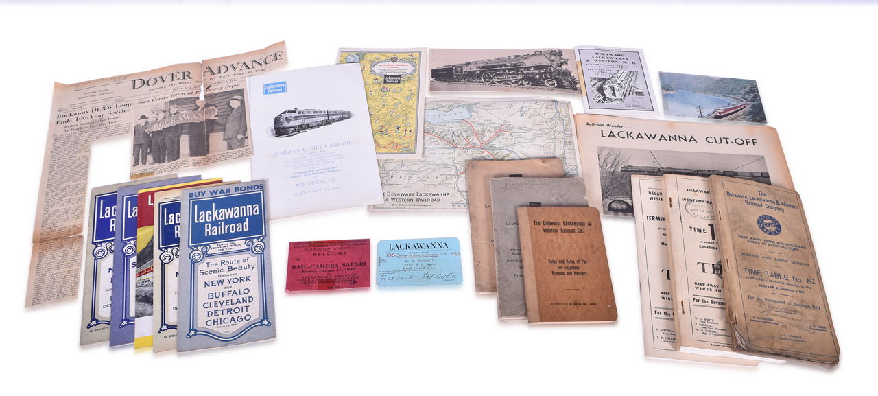 1000 - Delaware Lackawanna and Western Railroad Public and Employee Timetables, Agent Books, Pass, and More thumbnail