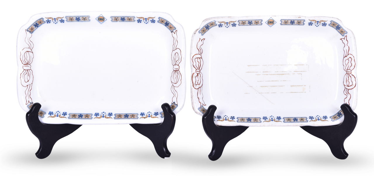 1005 - Two Erie Railroad China Susquehanna Rectangular Platters 8 3/4