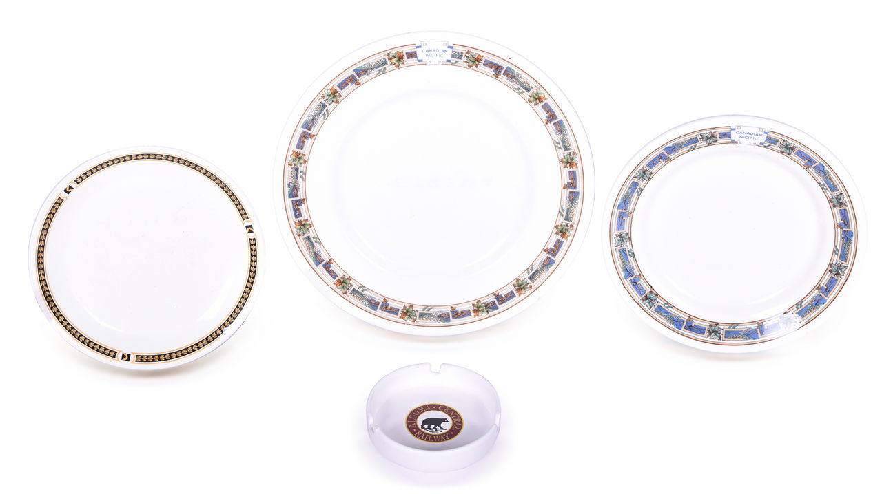 1033 - Four Pieces of Canadian Railroad China - Canadian Pacific Plates and Algoma Central Ashtray thumbnail