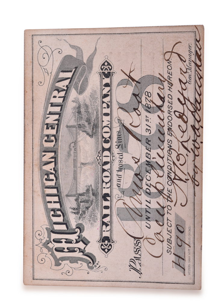 1038 - Michigan Central Railroad 1878 Annual Pass thumbnail