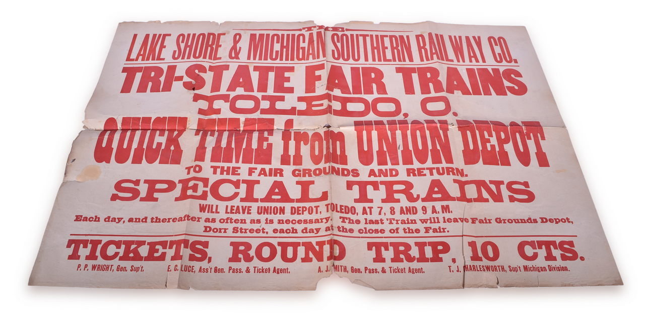 1046 - Lake Shore & Michigan Southern Railroad Large Tri-State Fair Advertising Broadsheet thumbnail