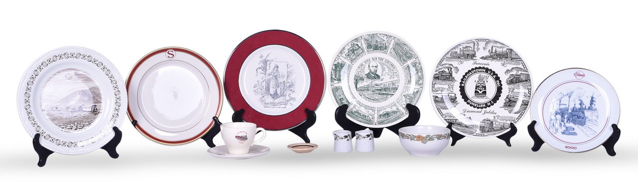 1063 - Twelve Assorted Pieces of Railroad China - Pullman, Skunk Train, New York, Ontario & Western, and More thumbnail