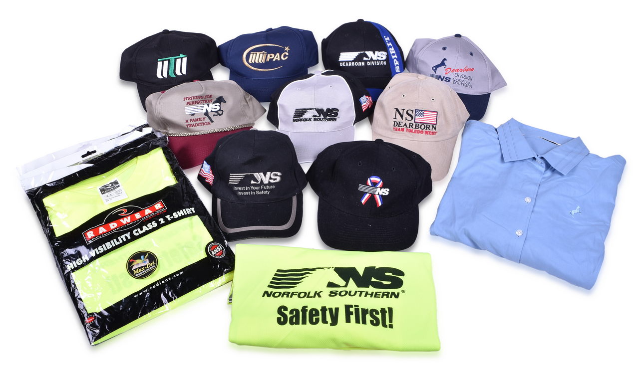 1079 - Fourteen Norfolk Southern Railway and United Transportation Union Hats and Shirts thumbnail