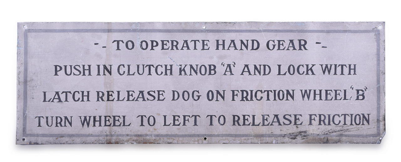 1114 - Railroad Baggage Cart Hand Gear Operation Steel Sign thumbnail