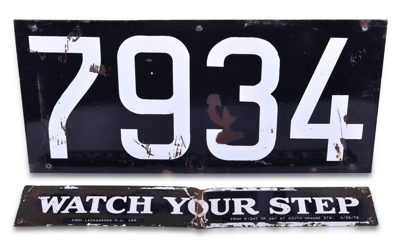 1120 - Porcelain Railroad Signal Number Plate and Lackawanna 