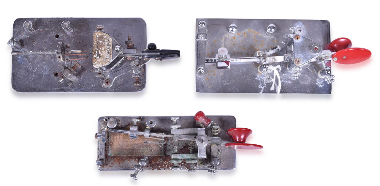 1121 - Three Chrome Telegraph Keys - Vibroplex Bug and EF Johnson Automatic Key thumbnail
