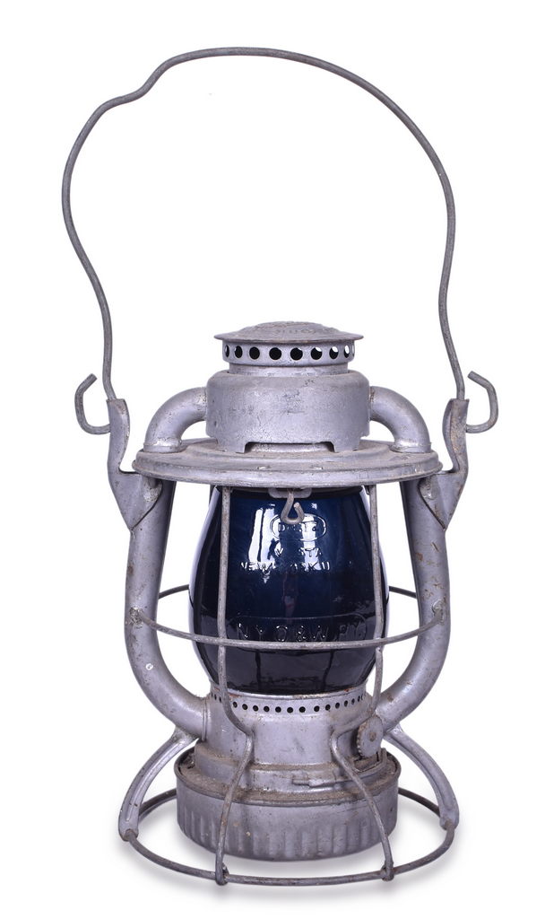 1132 - Dietz Vesta New York, Ontario and Western Lantern w/ Cast Blue Repro Globe thumbnail