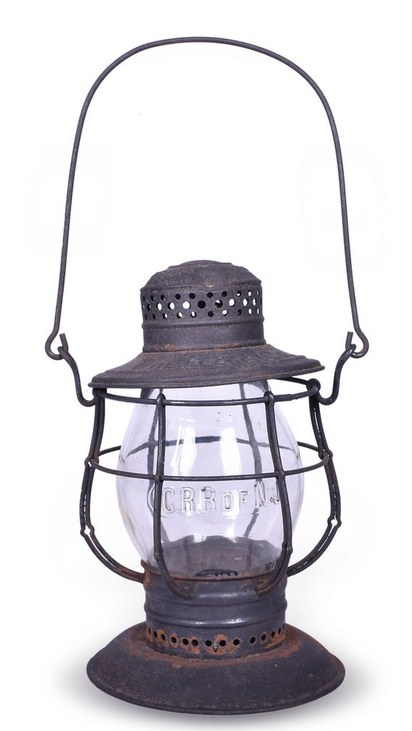 1134 - C.T. Ham No. 39 Delaware and Hudson Railroad Lantern w/ Central Railroad of New Jersey Cast Tall Globe thumbnail