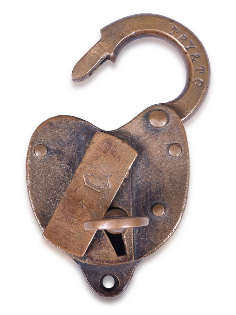 1158 - Toledo Railway & Terminal Company A&W Brass Lock w/ A&W Key thumbnail