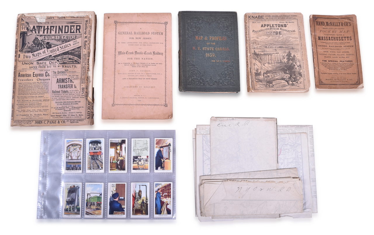 1159 - Small Group of Railroads Maps, Guides, and Wills Railway Equipment Cards - 1859 to 1950 thumbnail