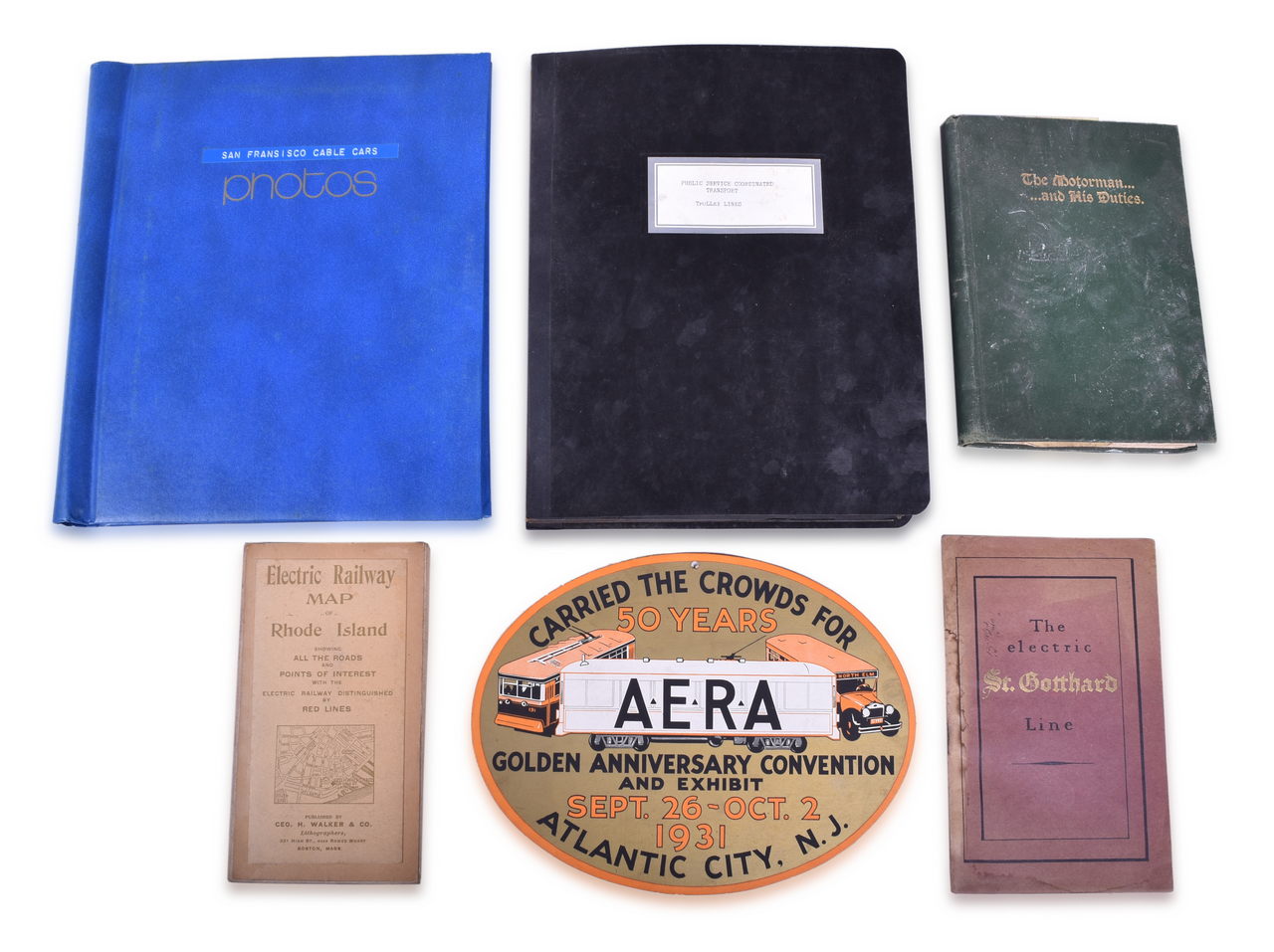 1171 - Small Collection of Electric Railway Ephemera - AERA Sign, Maps, Photographs, Books, and More thumbnail