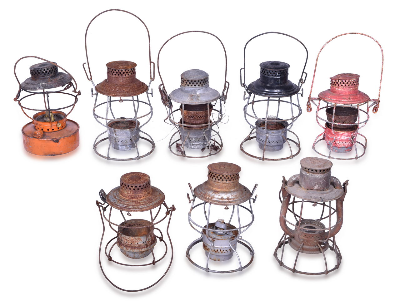 1173 - Nine Railroad Lantern Parts - Adams & Westlake, Handlan, Dietz Vesta, And Dietz Little Wizard Clear Globe thumbnail