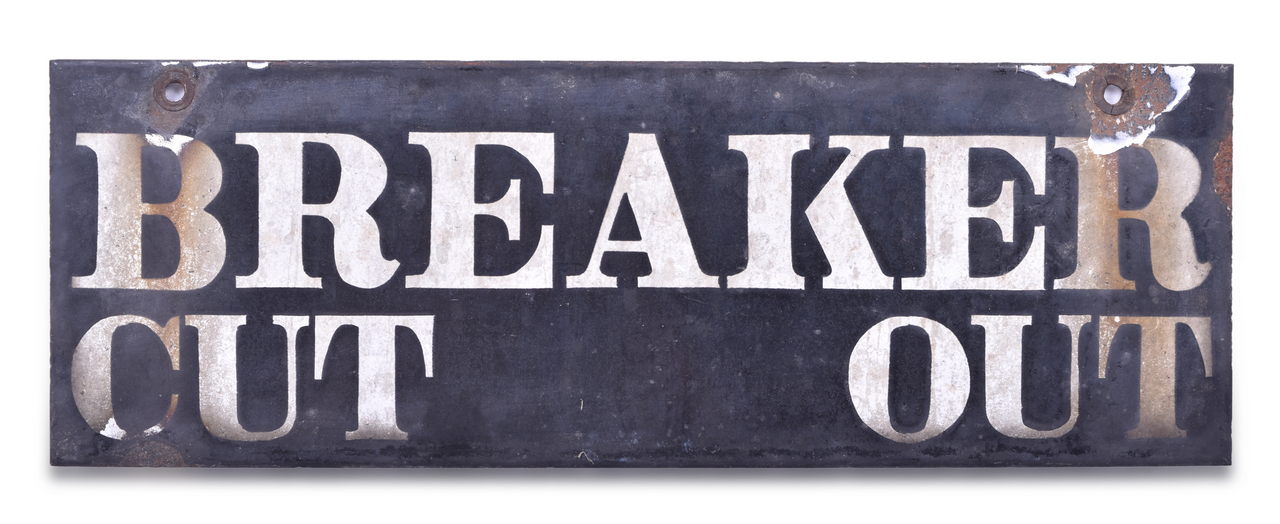 1174 - Breaker Cut Out Porcelain Interurban Railway Sign thumbnail