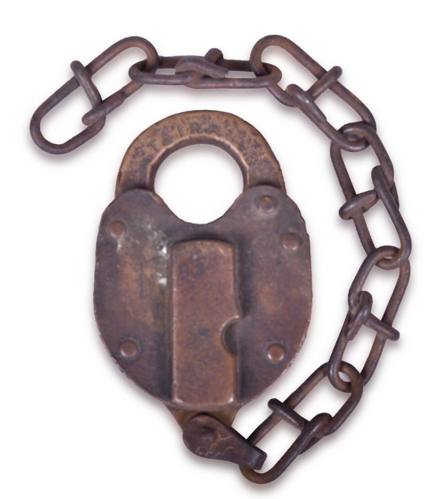 1178 - Toledo & Indiana Railroad Brooks & Co. Brass Heart Shaped Lock thumbnail