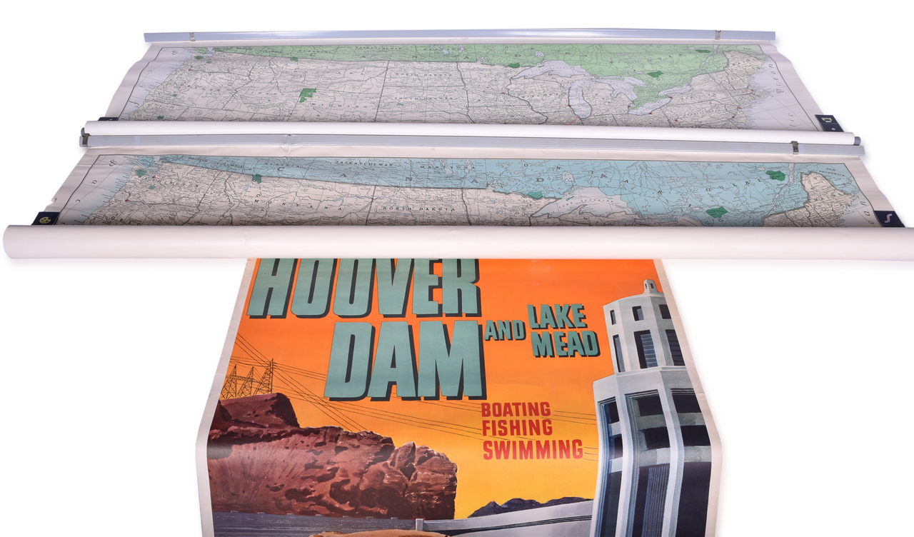 1194 - Pair of 1966 Santa Fe Railroad Wall Maps and Union Pacific Hoover Dam Advertisement Travel Poster thumbnail