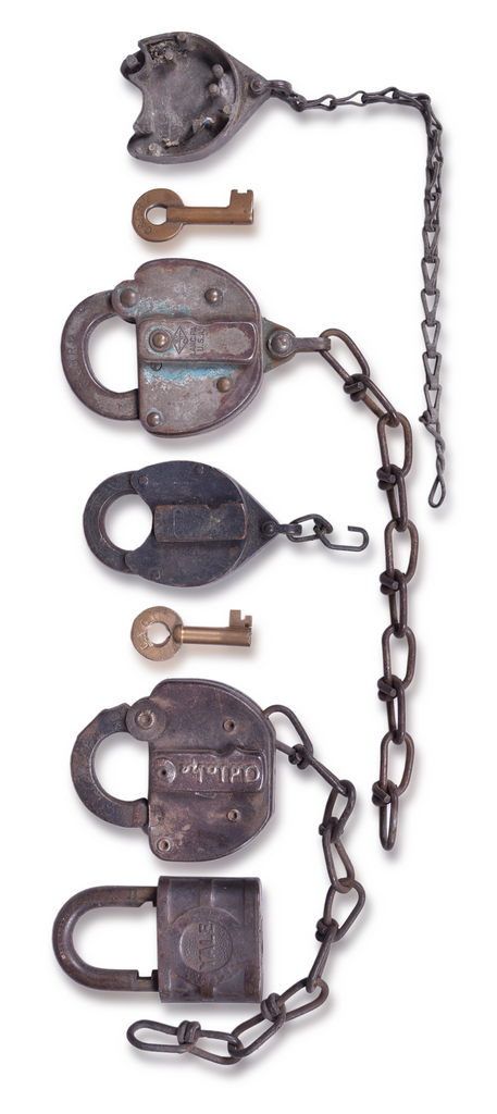 1218 - Group of Five Chesapeake and Ohio Railroad Signal Cabinet and Switch Locks thumbnail