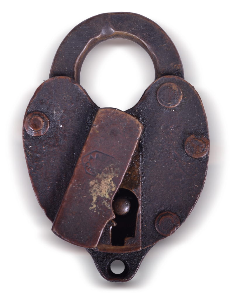 1224 - A&W Railroad Supply Company Brass Heart Shaped Lock thumbnail