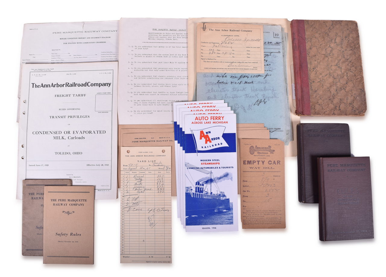 1251 - Large Group of Pere Marquette and Ann Arbor Railroad Employee Papers - Rule Books, Report Forms, Train Orders, and More thumbnail