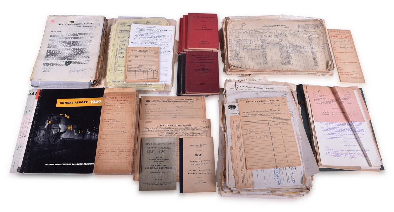 1257 - Large Assortment of New York Central Railroad Paper - Rule Books, Employee Forms, Train Orders, Way Bills, Headlight Magazines, and More thumbnail