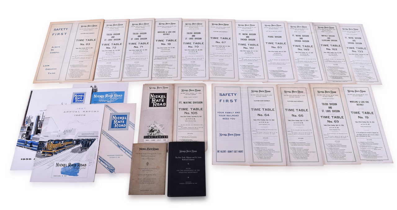 1263 - Twenty-Three Nickel Plate Road Paper Items - Rule Books, Employee and Public Timetables, Annual Report, and Magazine thumbnail