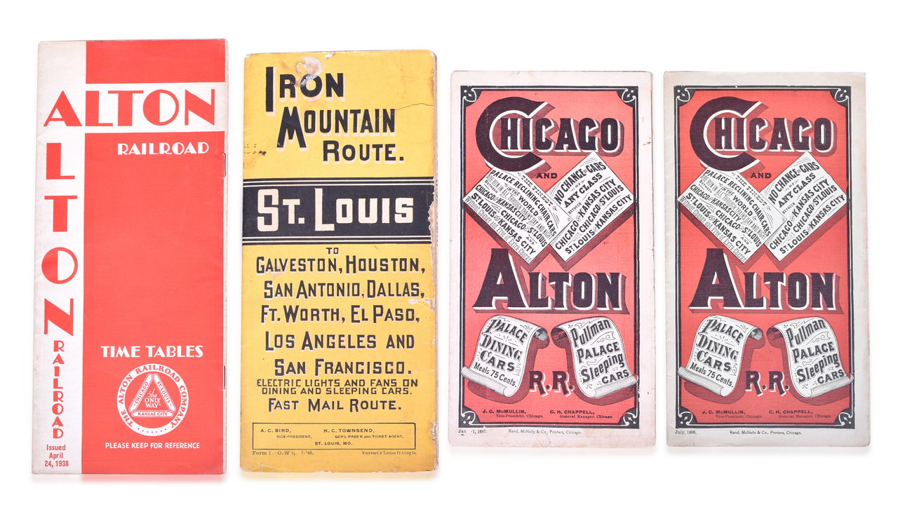 1273 - Four Railroad Timetables - Chicago & Alton 1886 and 1887, Iron Mountain Route 1905, and Alton 1938 thumbnail