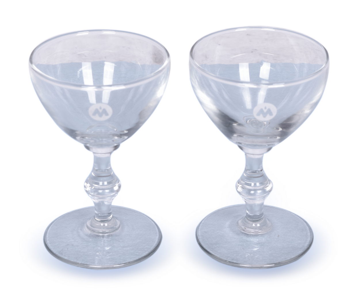 1287 - Pair of Monon Railroad Stemmed Wine Drinking Glasses thumbnail