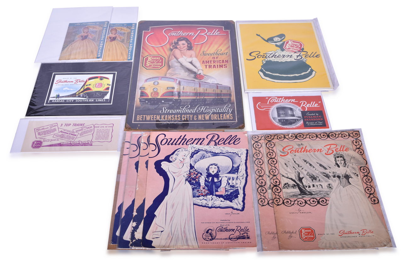 1293 - Thirteen Pieces of Kansas City Southern Railroad Southern Belle Advertising Ephemera thumbnail