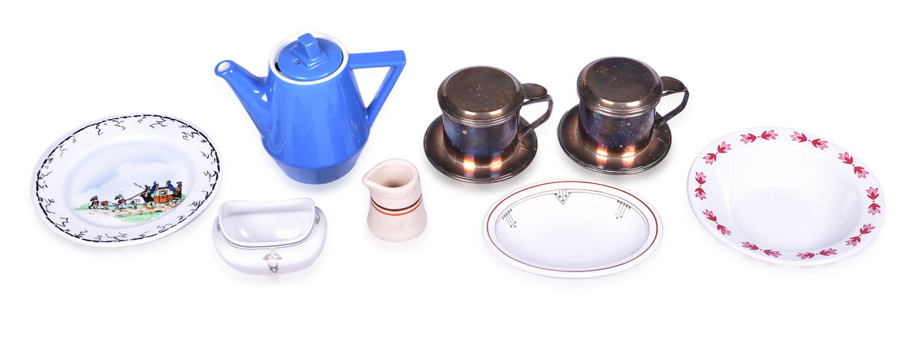 1401 - Eight Pieces of Railroad China and Silver - Hall, Syracuse, Limoges, Shenango, and More thumbnail