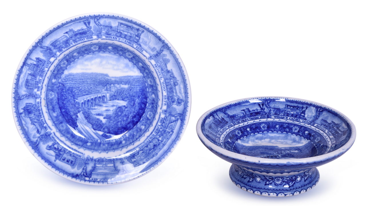 1403 - Baltimore & Ohio Railroad China Centenary Pedestal Bowl and Rimmed Bowl thumbnail