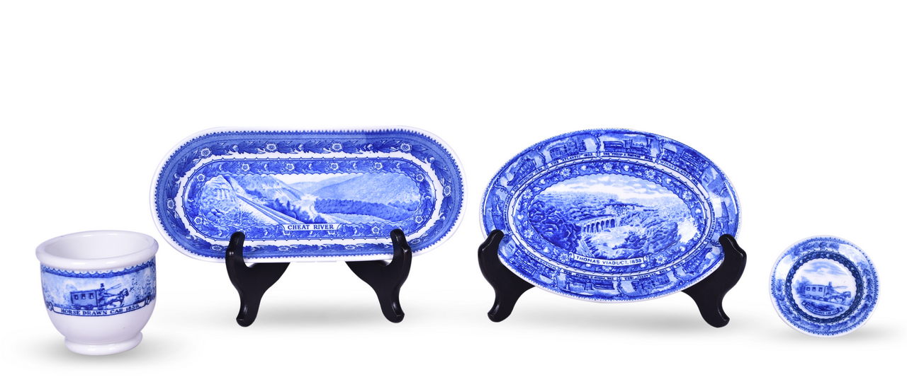 1411 - Baltimore & Ohio Railroad China Centenary Celery Dish, Butter Pat, Double Egg Cup, and Oval Plate thumbnail