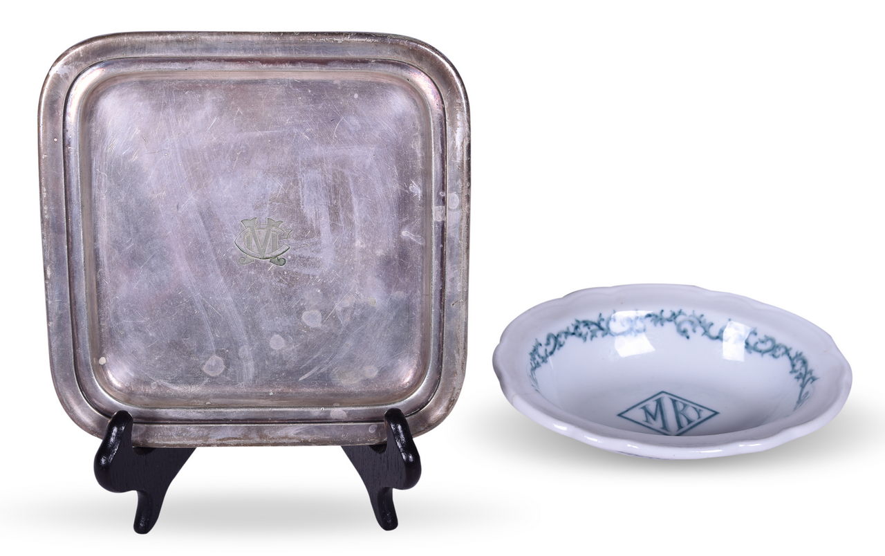 1429 - Munising, Marquette & Southeastern Railway China Bowl and Gorham Michigan Central Silver Change Tray thumbnail